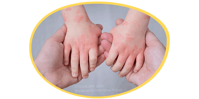 Von Neurodermitis betroffene Kinderhände