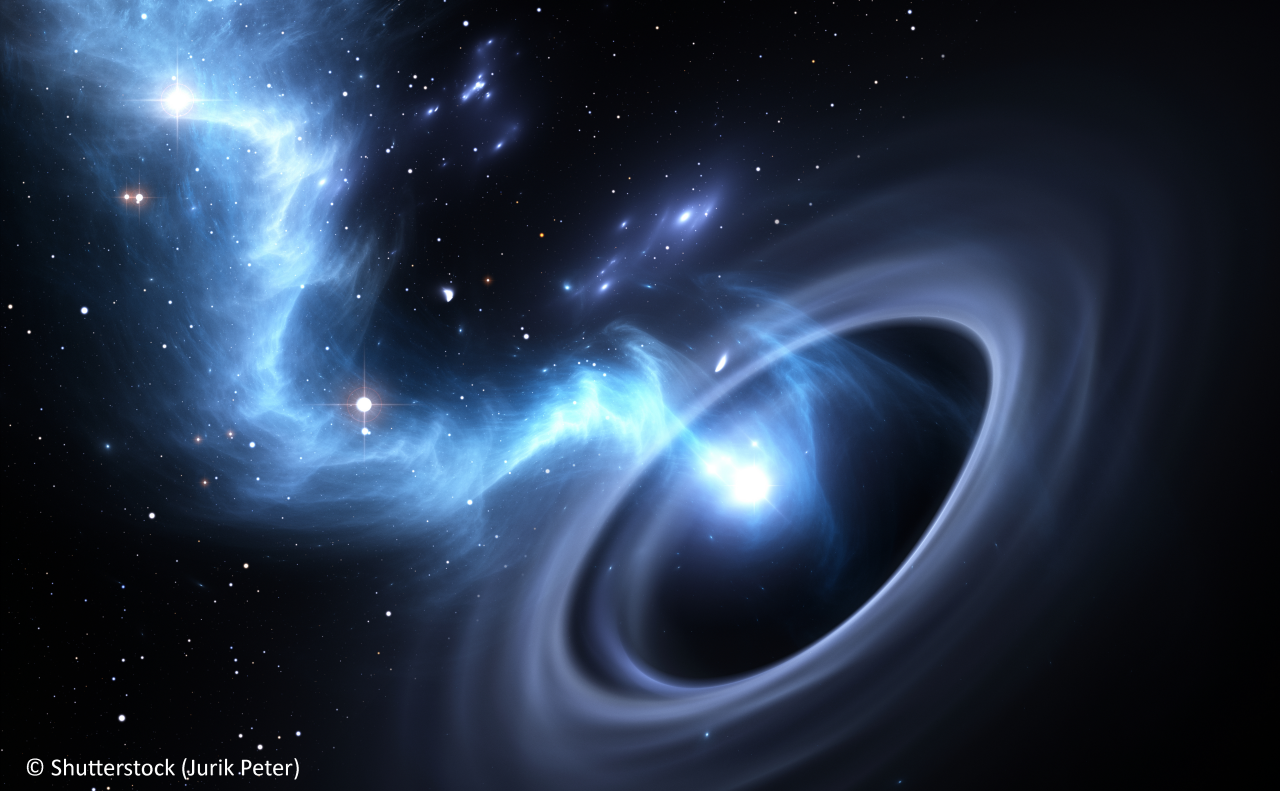Stars and material falls into a black hole